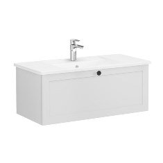 Vitra Root Classic 68814 Lavabo Dolabı, Tek Çekmeceli, 100 Cm, Mat Açık Gri, Köşeli Lavabolu